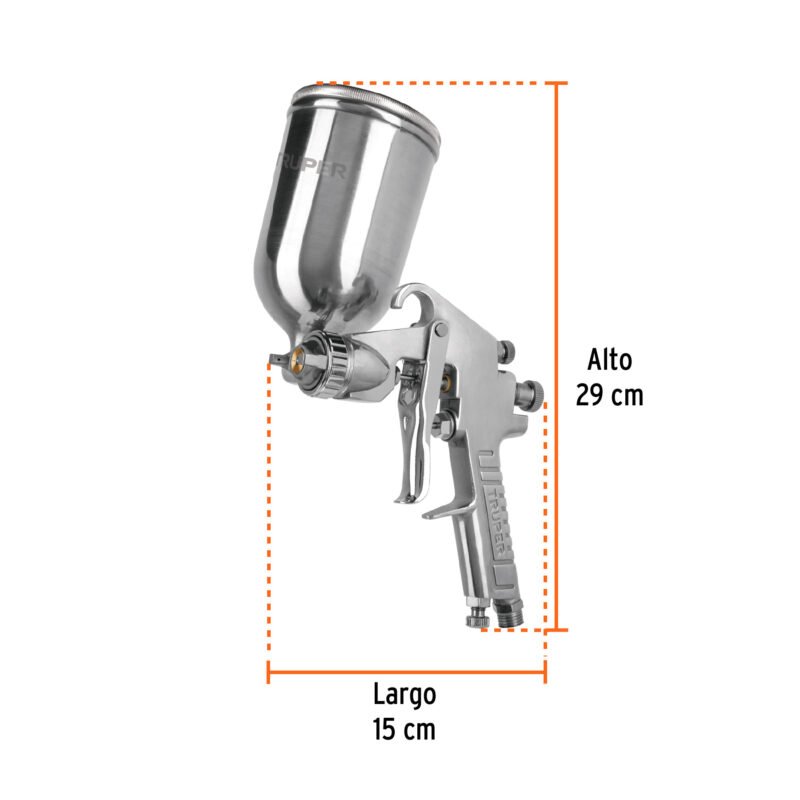PIPI-422FC2.jpg Código: 13060 Pistola p/pintar gravedad LVMP vaso aluminio, 2 mm, Truper PIPI-422