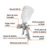 Código: 12131 Pistola p/pintar gravedad HVLP vaso plástico, 2 mm, Truper PIPI-442