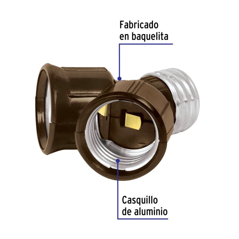 POBA-15FC1.jpg Código: 46539 Portalámpara de baquelita, doble entrada, Volteck POBA-15