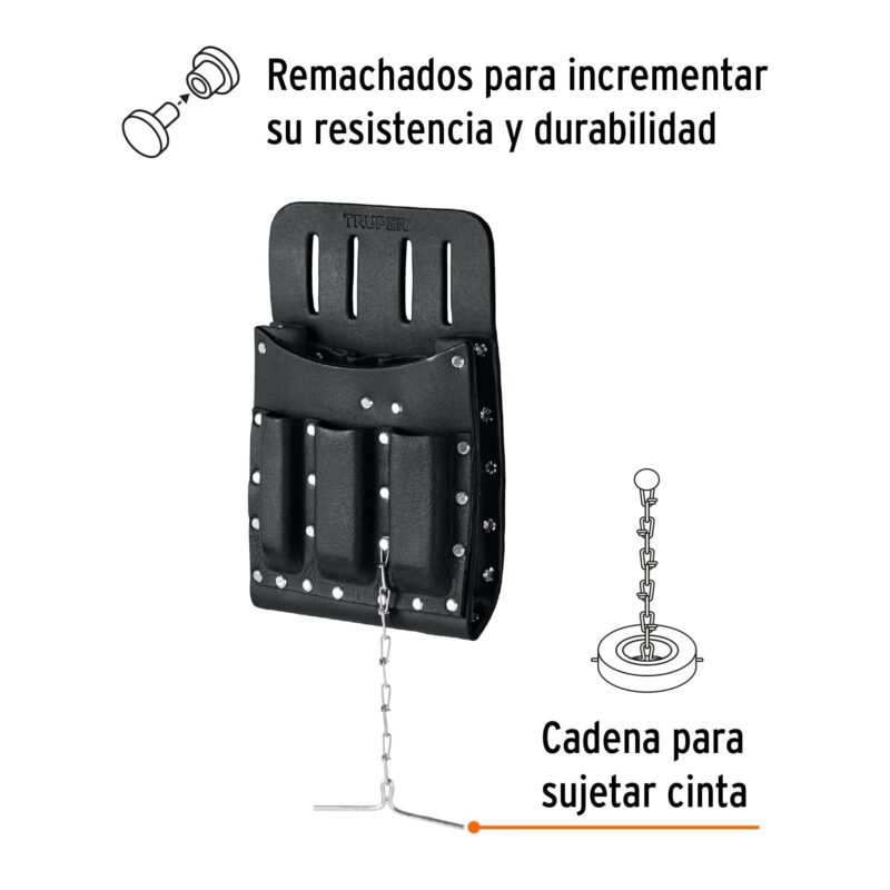 POHE-11CUFC1.jpg Código: 11514 Porta herramientas de cuero con 11 compartimentos, Truper POHE-11CU