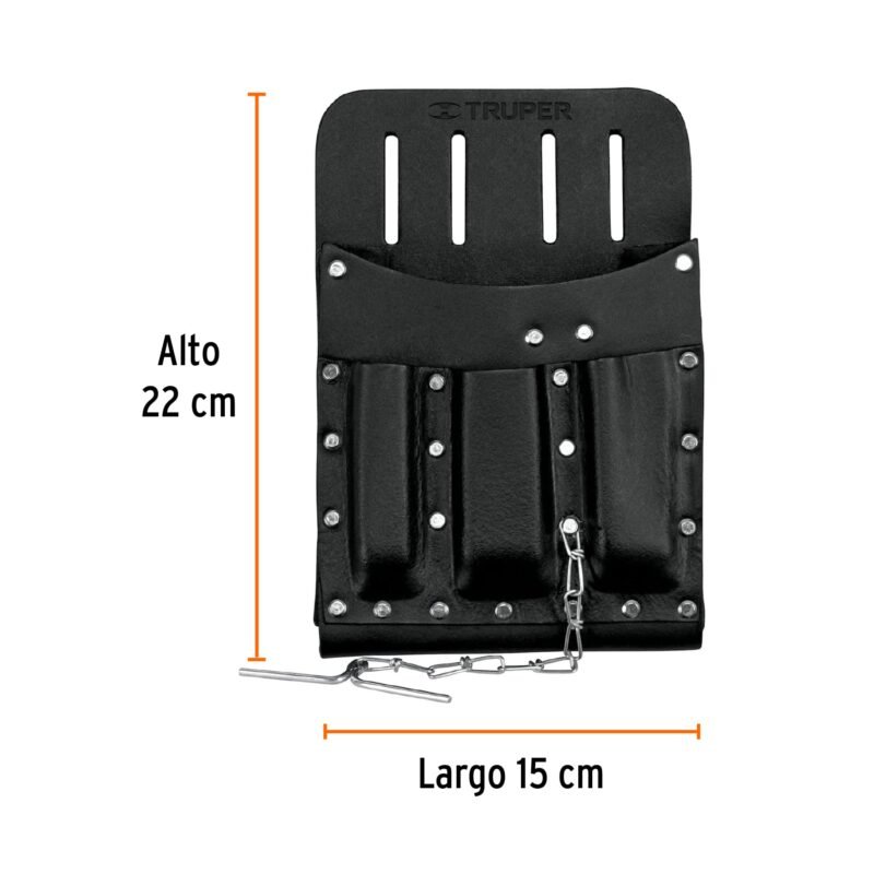 POHE-11CUFC2.jpg Código: 11514 Porta herramientas de cuero con 11 compartimentos, Truper POHE-11CU
