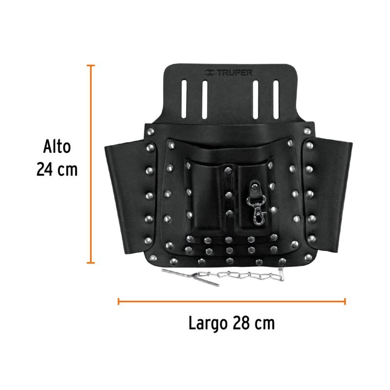 POHE-8CUFC2.jpg Código: 11511 Porta herramientas de cuero con 8 compartimentos, Truper POHE-8CU