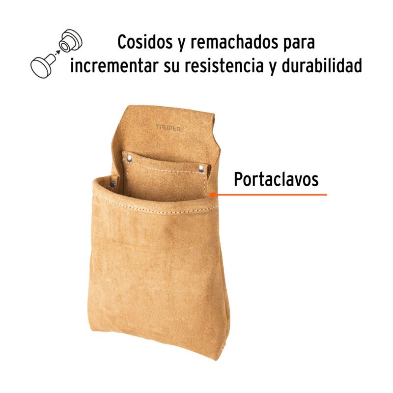 POHE-CLACFC1.jpg Código: 11516 Porta herramientas de clavos con 2 compartimentos, Truper POHE-CLAC