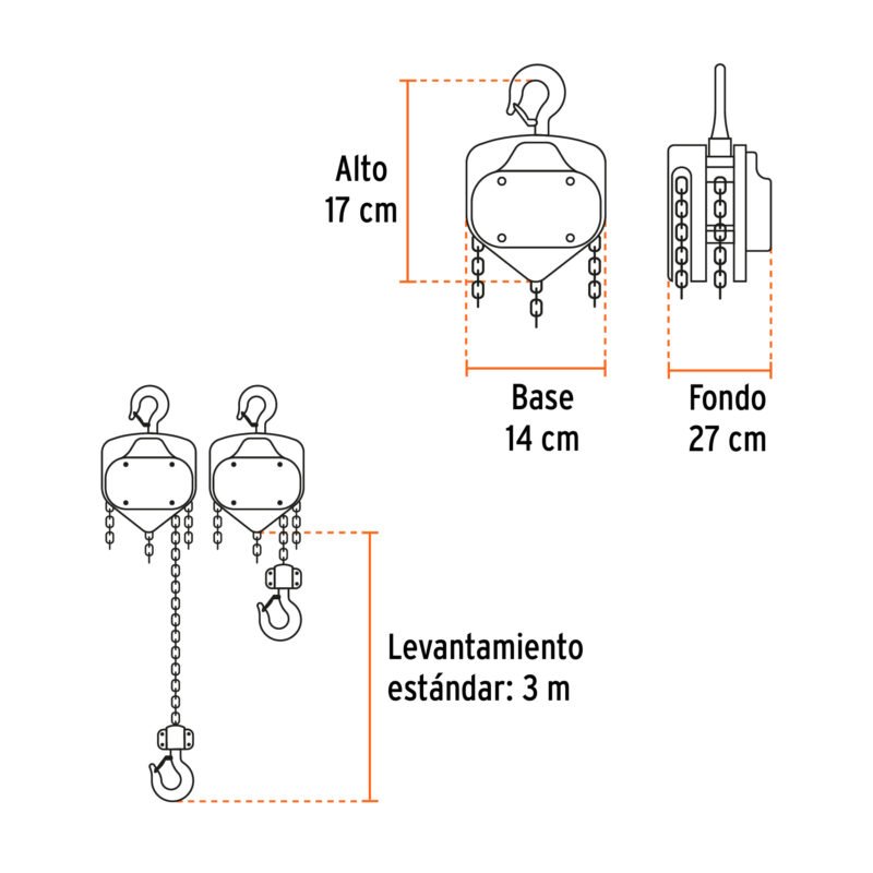 POL-1FC2.jpg Código: 16824 Polipasto de cadena de 1 ton, Truper POL-1