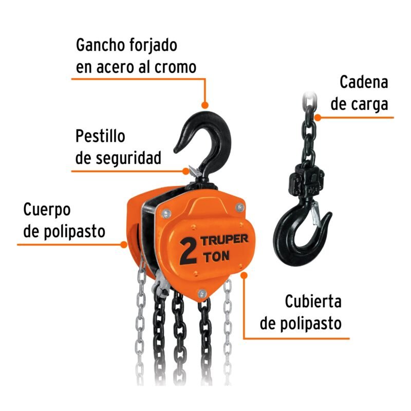 POL-2FC1.jpg Código: 16826 Polipasto de cadena de 2 ton, Truper POL-2