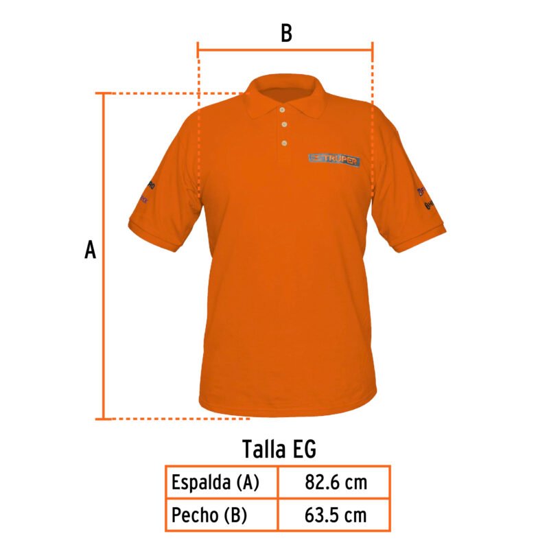 Código: 60457 Playera polo para hombre, naranja, EG, Truper POL-NC-XG