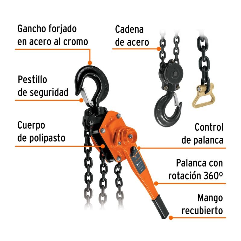 POPA-6FC1.jpg Código: 16844 Polipasto de palanca 6 toneladas, Truper POPA-6