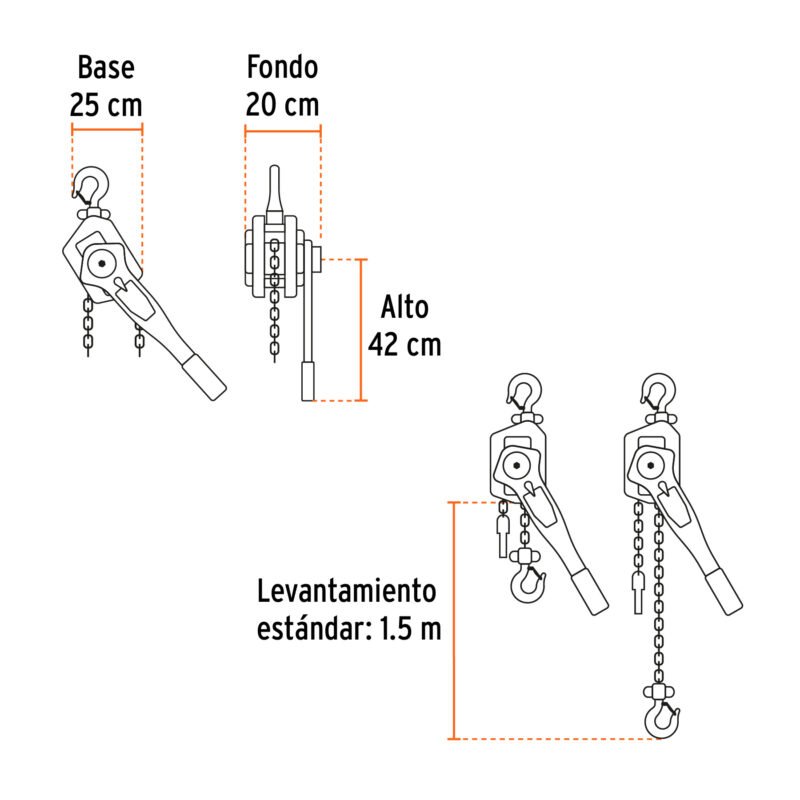 POPA-6FC2.jpg Código: 16844 Polipasto de palanca 6 toneladas, Truper POPA-6