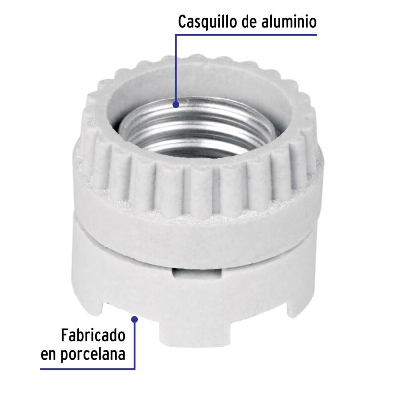 POPO-13FC1.jpg Código: 46521 Portalámpara de porcelana, tipo anuncio, Volteck POPO-13