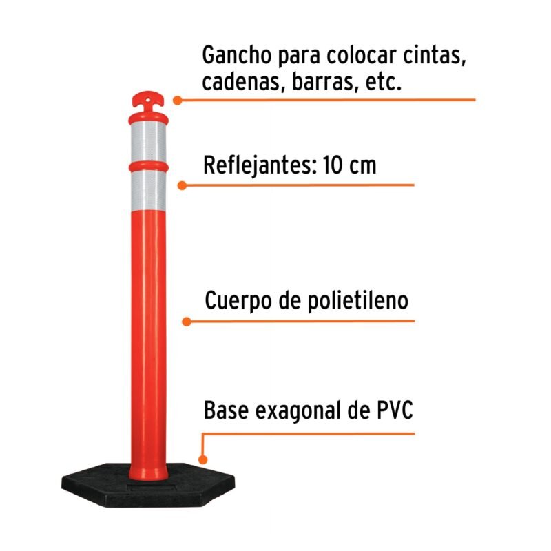 POS-115FC1.jpg Código: 101666 Poste delimitador de 115 cm de alto con base y reflejante POS-115