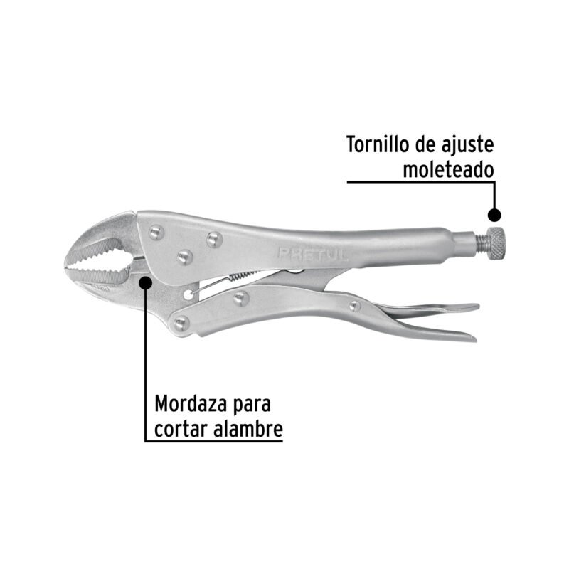 Código: 22702 Pinza de presión 10' mordaza recta, Pretul PP-10R