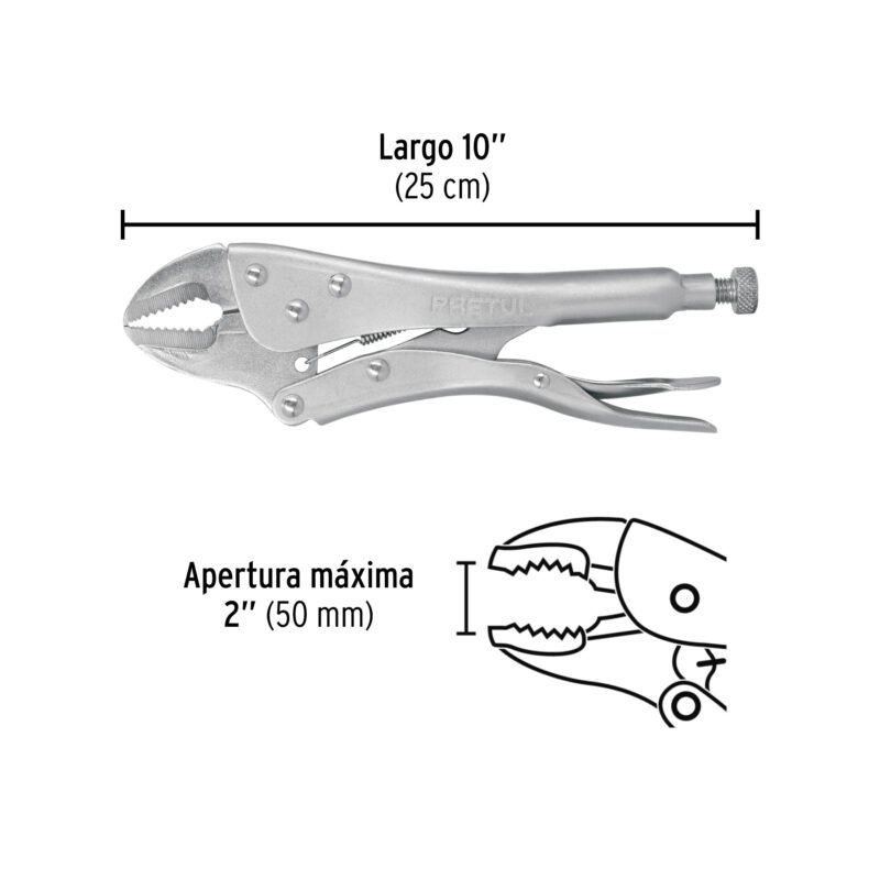 Código: 22702 Pinza de presión 10' mordaza recta, Pretul PP-10R