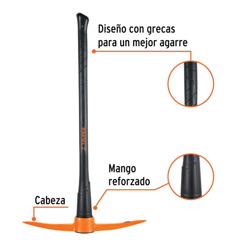 Código: 18649 Pico-pico 5 lb, mango fibra de vidrio 36', Truper PP-5M