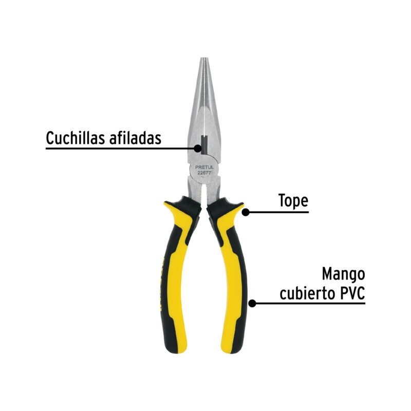 Código: 22677 Pinza de punta y corte 7' mango Comfort Grip, Pretul PPC-7PX