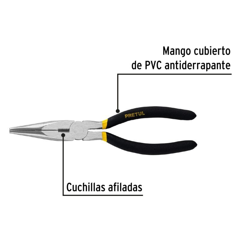 PPC-8PFC1.jpg Código: 22627 Pinza de punta y corte 8' mango de PVC, Pretul PPC-8P