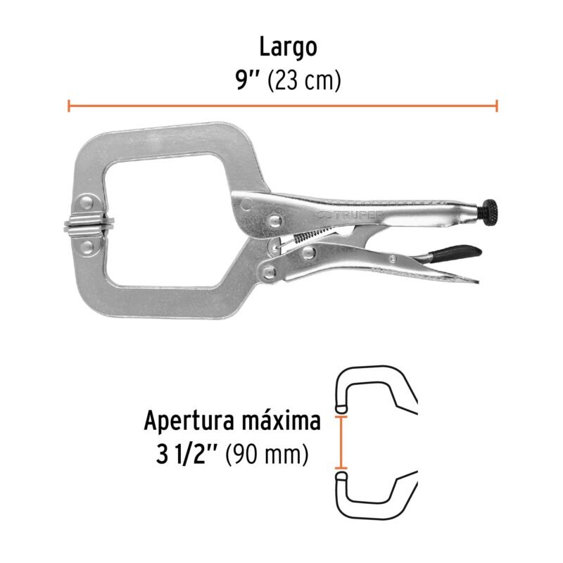 Código: 17414 Pinza de presión 9' tipo 'C' con mordaza autoajustable PPC-9R