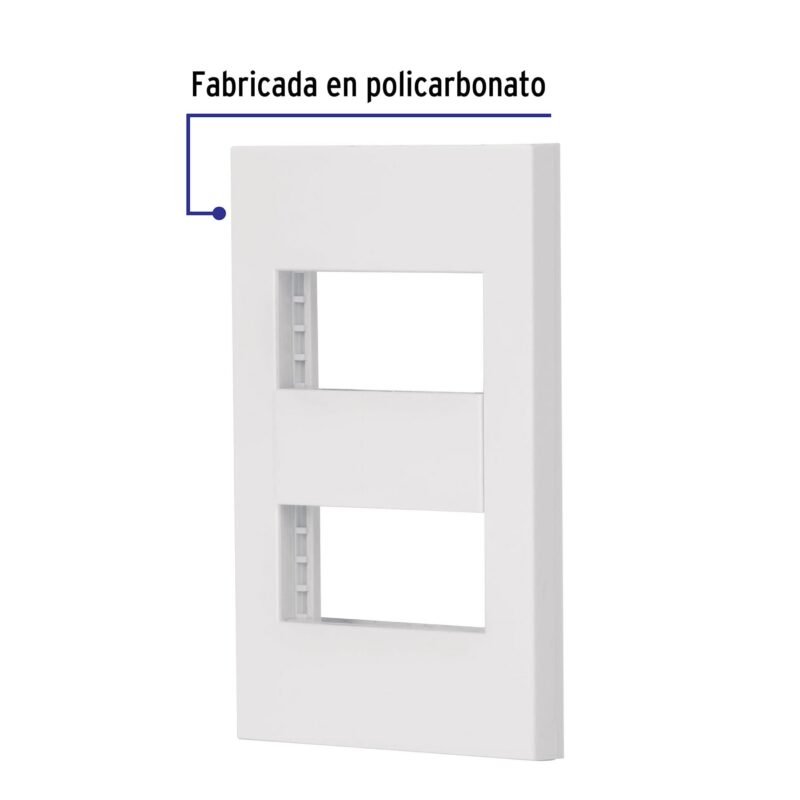 Código: 47063 Placa 2 ventanas, 1 módulo, línea Española, color blanco PPDO-EB