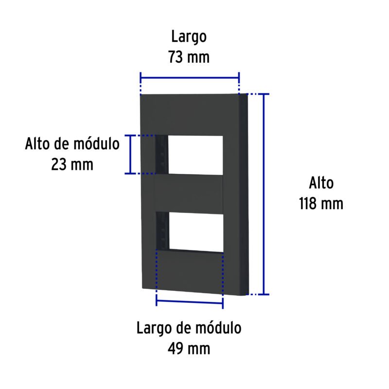 PPDO-ENFC2.jpg Código: 47998 Placa 2 ventanas, 1 módulo, línea Española, color negro PPDO-EN