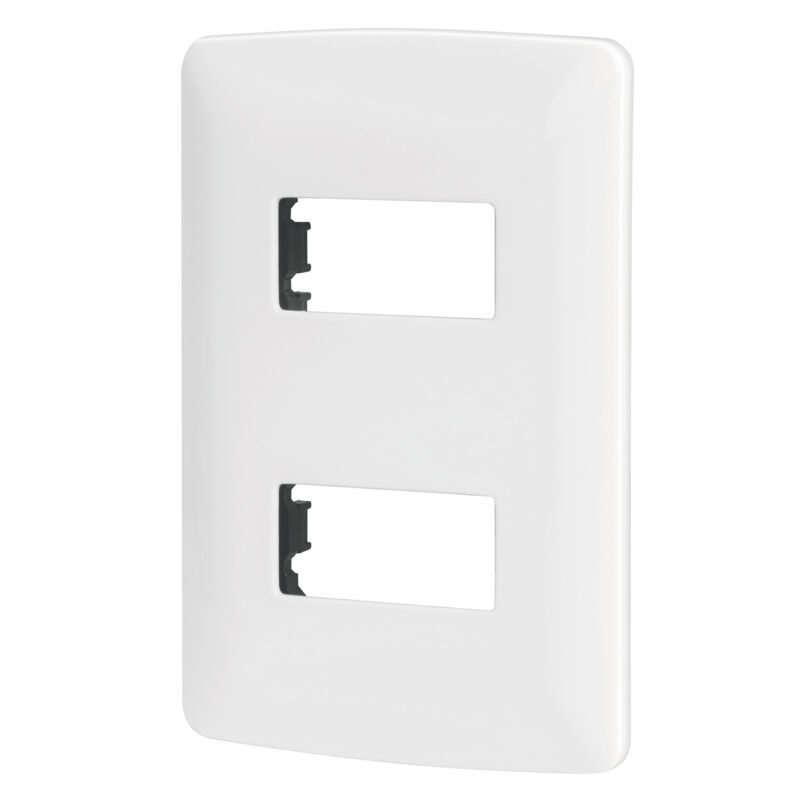 PPDO-IB.jpg Código: 48133 Placa 2 módulos de ABS, línea Italiana, color blanco PPDO-IB