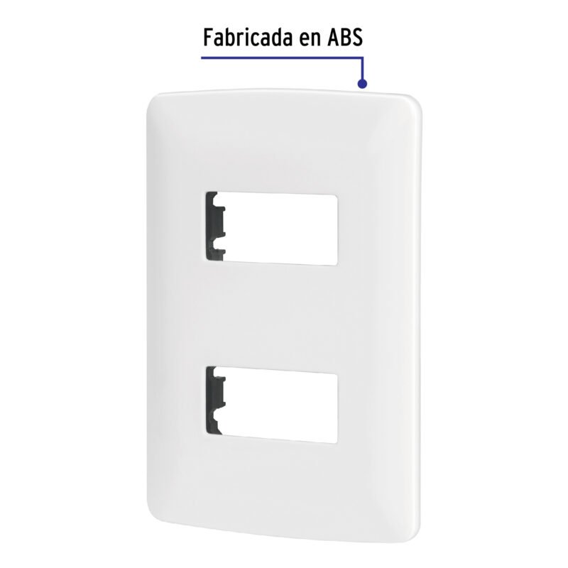 PPDO-IBFC1.jpg Código: 48133 Placa 2 módulos de ABS, línea Italiana, color blanco PPDO-IB