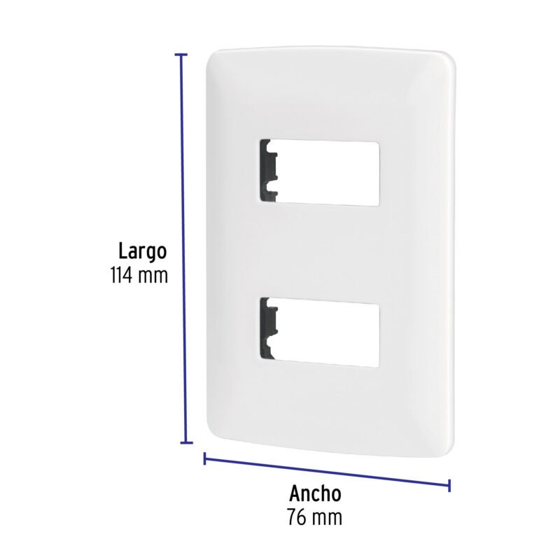 PPDO-IBFC2.jpg Código: 48133 Placa 2 módulos de ABS, línea Italiana, color blanco PPDO-IB