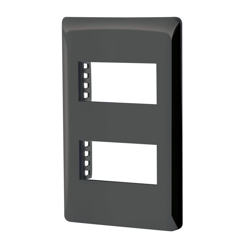 Código: 47870 Placa negra de 2 ventanas 1 módulo, línea Lisboa, Volteck PPDO-LN