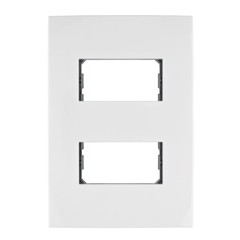 Código: 48304 Placa 2 módulos de ABS, línea Oslo, color blanco, Volteck PPDO-OB