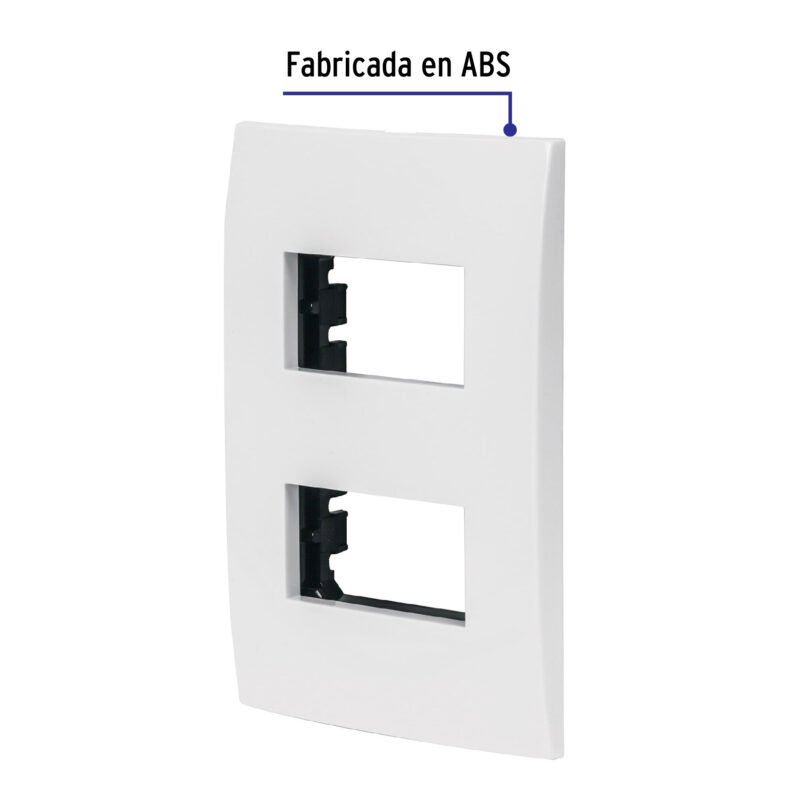 Código: 48304 Placa 2 módulos de ABS, línea Oslo, color blanco, Volteck PPDO-OB