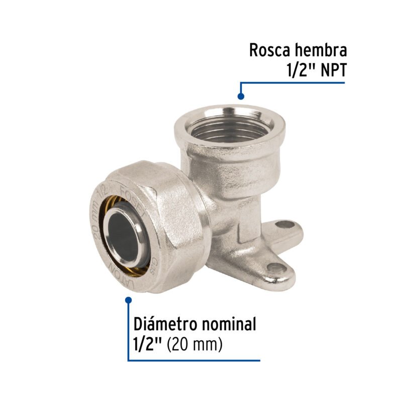 PPG-12CHFC2.jpg Código: 45931 Codo oreja 90° para PEALPE, 1/2', con rosca hembra, Foset PPG-12CH