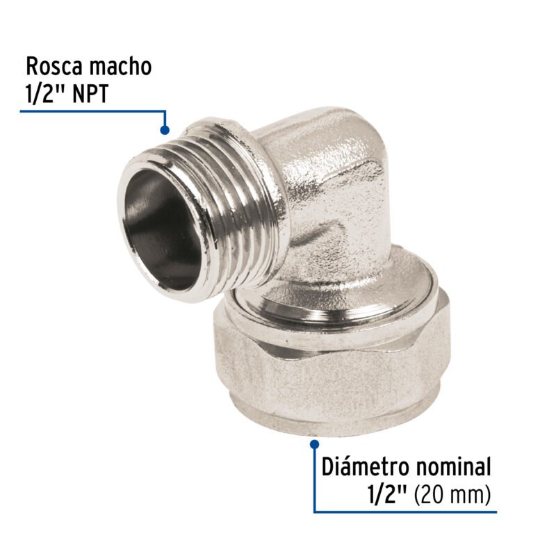 PPG-12MFC2.jpg Código: 45925 Codo 90° para PEALPE, 1/2', con rosca macho, Foset PPG-12M