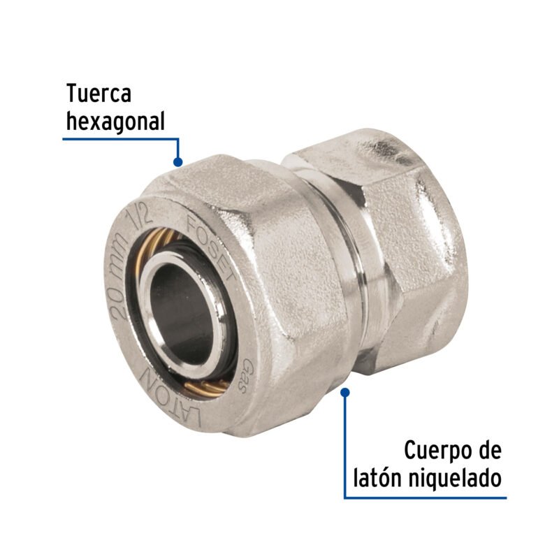 PPG-12NHFC1.jpg Código: 45933 Conector para PEALPE, 1/2', con rosca hembra, Foset PPG-12NH