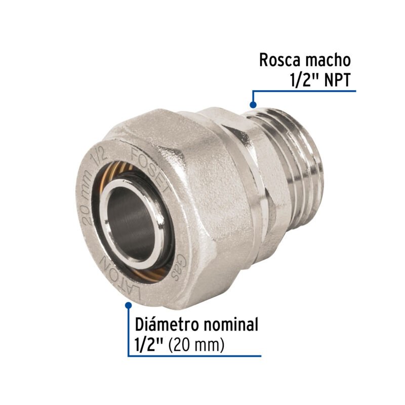 PPG-12NMFC2.jpg Código: 45936 Conector para PEALPE, 1/2', con rosca macho, Foset PPG-12NM