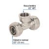Código: 45930 Tee para PEALPE, 1/2', con rosca hembra central, Foset PPG-12TH
