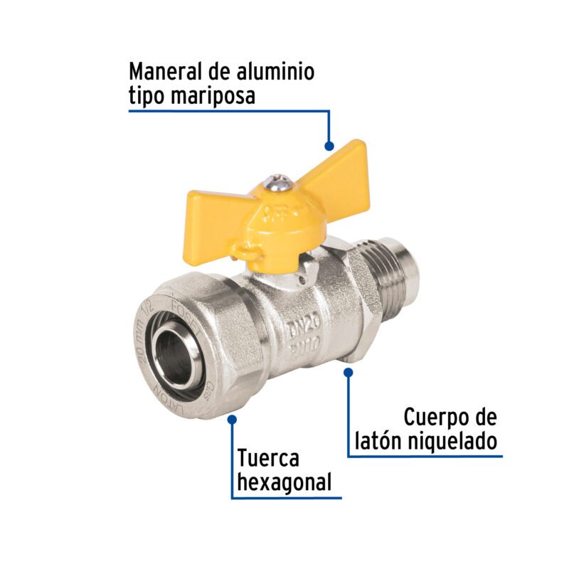 PPG-12VFFC1.jpg Código: 45947 Válvula esfera para PE-AL-PE, 1/2'a flare 3/8', Foset PPG-12VF
