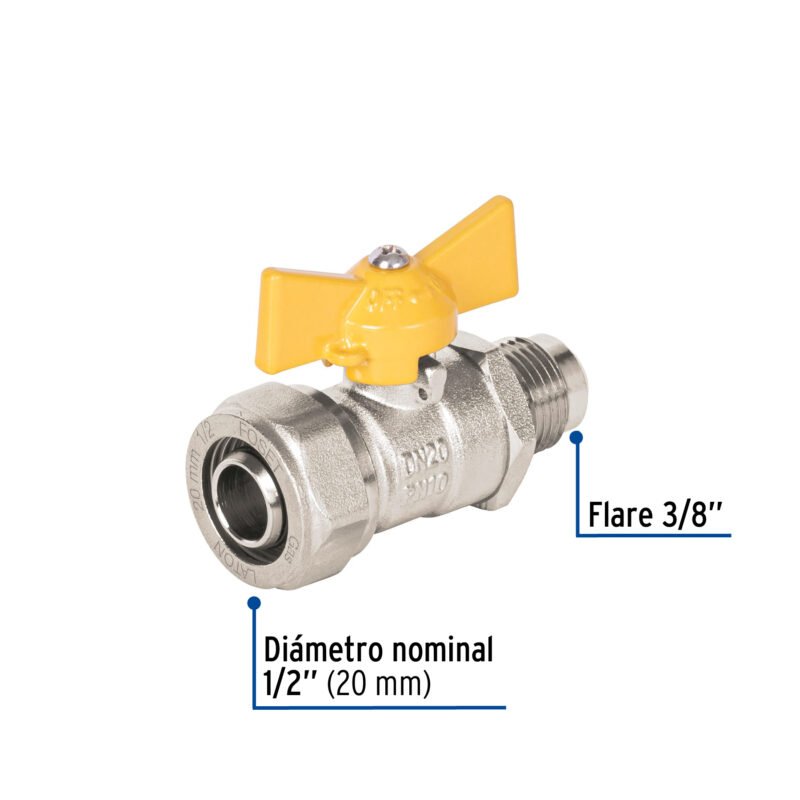PPG-12VFFC2.jpg Código: 45947 Válvula esfera para PE-AL-PE, 1/2'a flare 3/8', Foset PPG-12VF