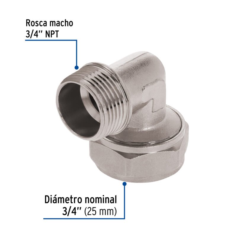PPG-34MFC2.jpg Código: 45926 Codo 90° para PEALPE, 3/4', con rosca macho, Foset PPG-34M