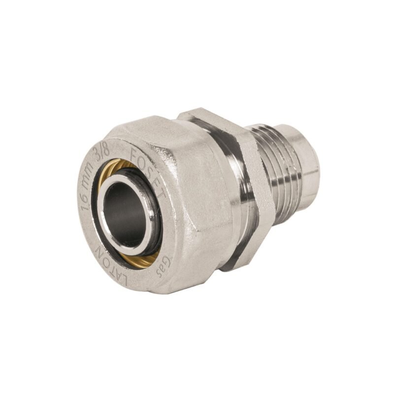 PPG-38CF.jpg Código: 45941 Conector para PEALPE, 3/8' a flare 3/8', Foset PPG-38CF