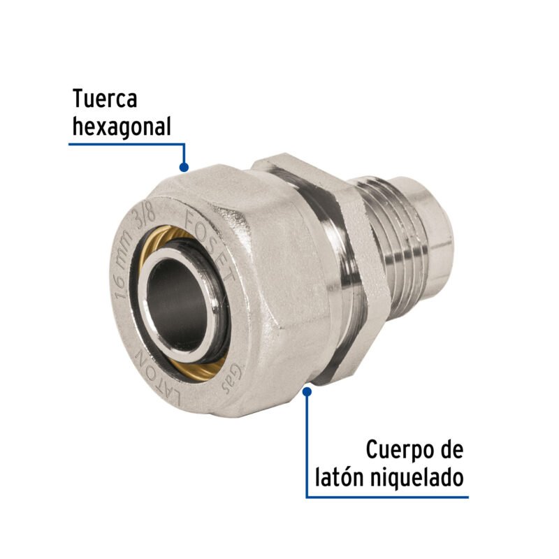 PPG-38CFFC1.jpg Código: 45941 Conector para PEALPE, 3/8' a flare 3/8', Foset PPG-38CF