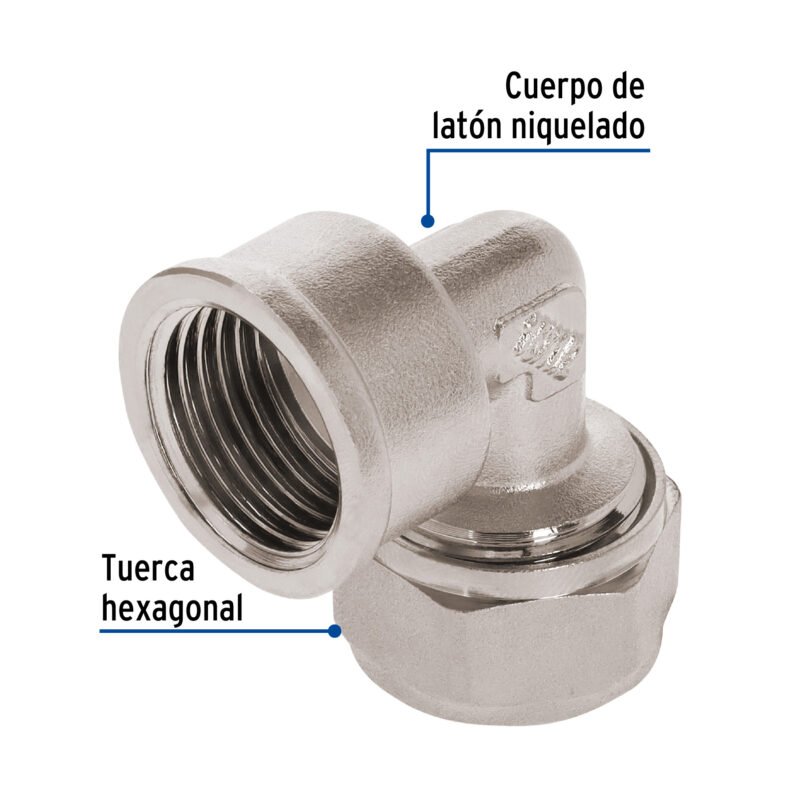 PPG-38HFC1.jpg Código: 45921 Codo 90° para PEALPE, 3/8', con rosca hembra, Foset PPG-38H