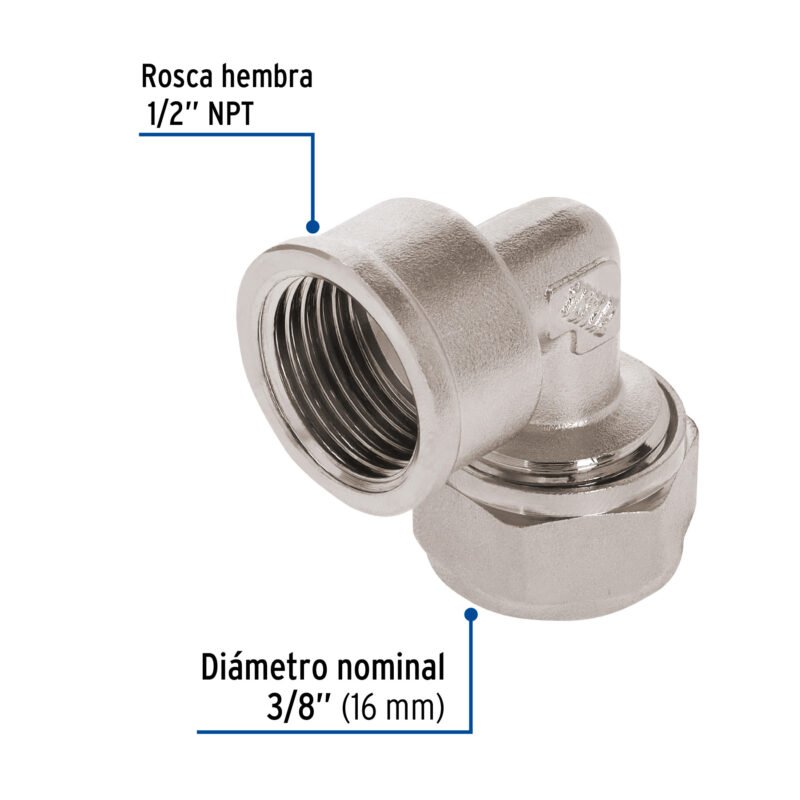 PPG-38HFC2.jpg Código: 45921 Codo 90° para PEALPE, 3/8', con rosca hembra, Foset PPG-38H