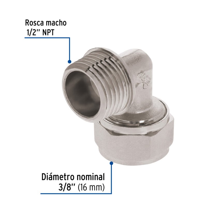 PPG-38MFC2.jpg Código: 45924 Codo 90° para PEALPE, 3/8', con rosca macho, Foset PPG-38M