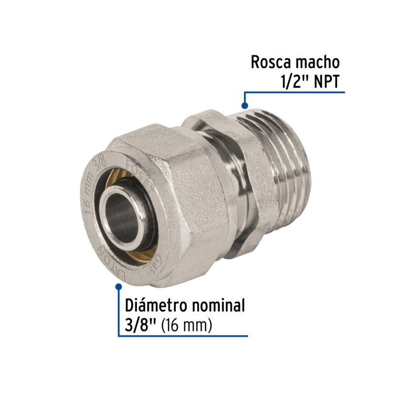 PPG-38NMFC2.jpg Código: 45935 Conector para PEALPE, 3/8', con rosca macho, Foset PPG-38NM