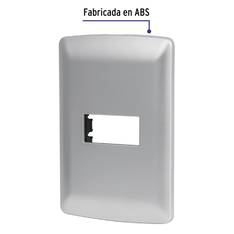 Código: 46397 Placa 1 módulo de ABS, línea italiana, color plata, Volteck PPSE-IP