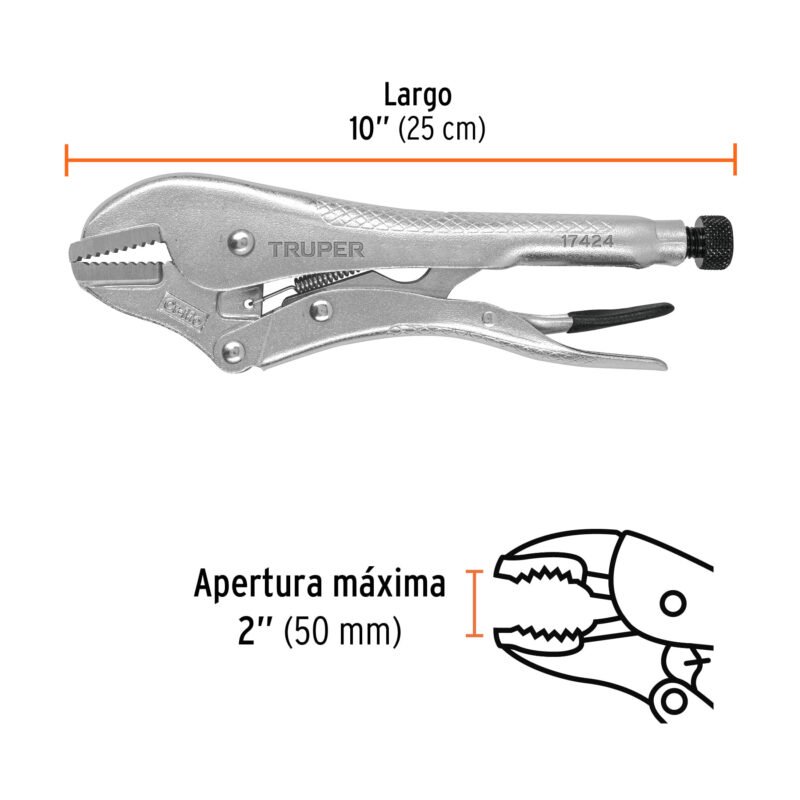 PPT-10RFC2.jpg Código: 17424 Pinza de presión 10' mordaza recta, Truper PPT-10R