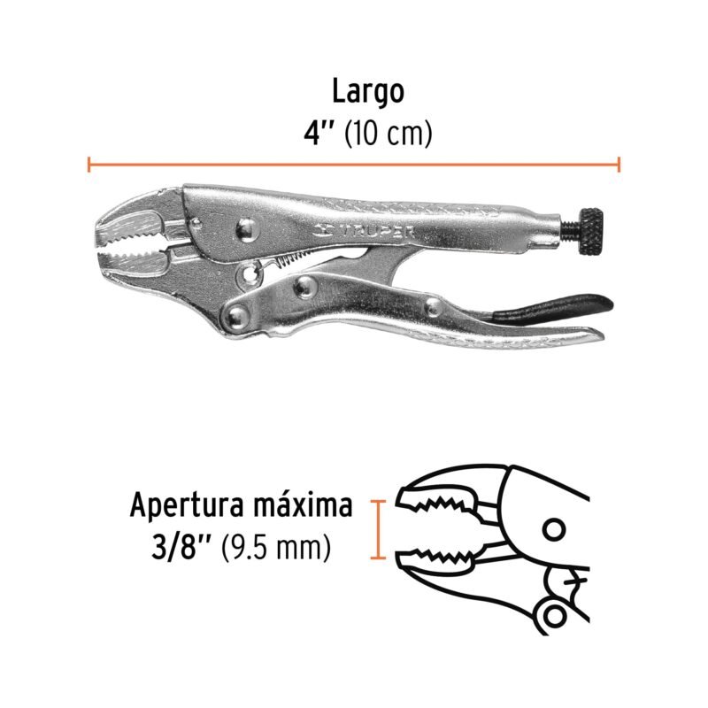 PPT-4CFC2.jpg Código: 17419 Pinza de presión 4' mordaza curva, Truper PPT-4C