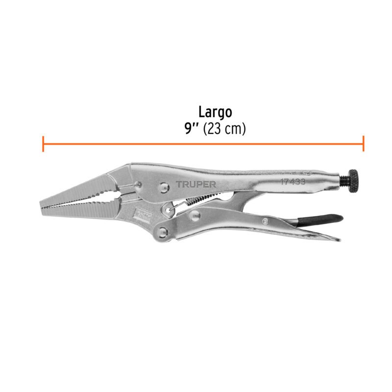 PPT-9PLFC2.jpg Código: 17433 Pinza de presión 9', punta larga, Truper PPT-9PL