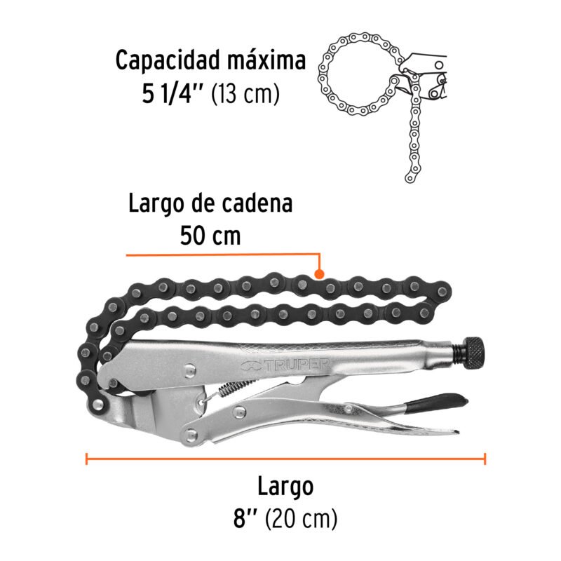 PPT-CADFC2.jpg Código: 17438 Pinza de presión 8' de cadena, Truper PPT-CAD