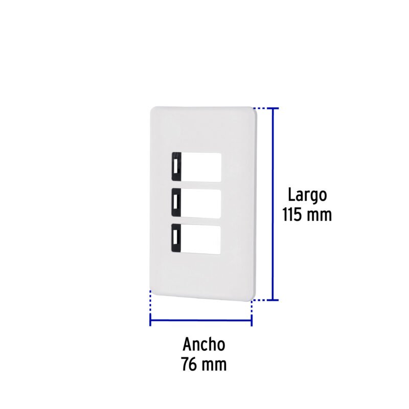 Código: 27224 Placa 3 módulos de ABS, blanca, Volteck Basic PPTR-B