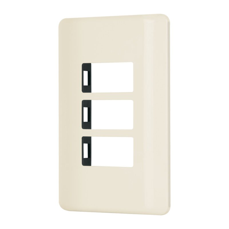 Código: 27233 Placa 3 módulos, marfil, línea Volteck Basic PPTR-BI