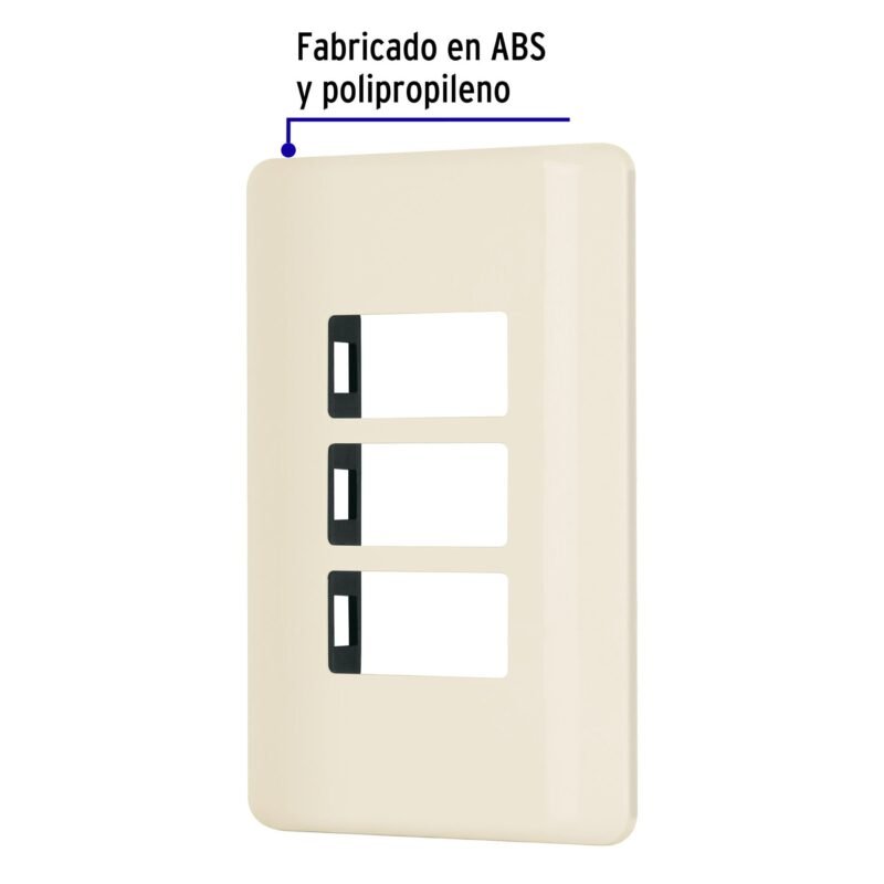Código: 27233 Placa 3 módulos, marfil, línea Volteck Basic PPTR-BI